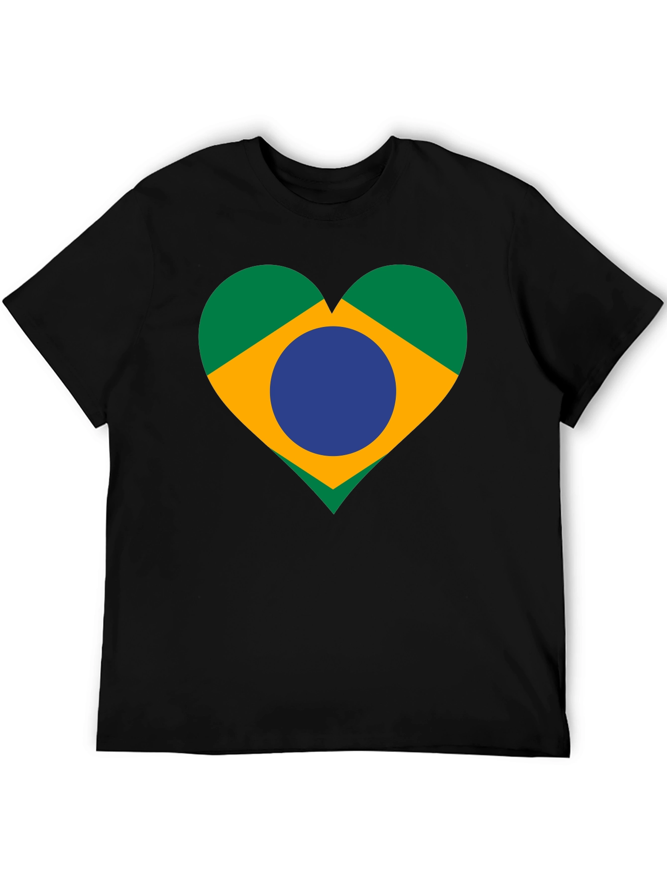 Brazil Flag Heart Graphic Tee - Black Unisex T-Shirt