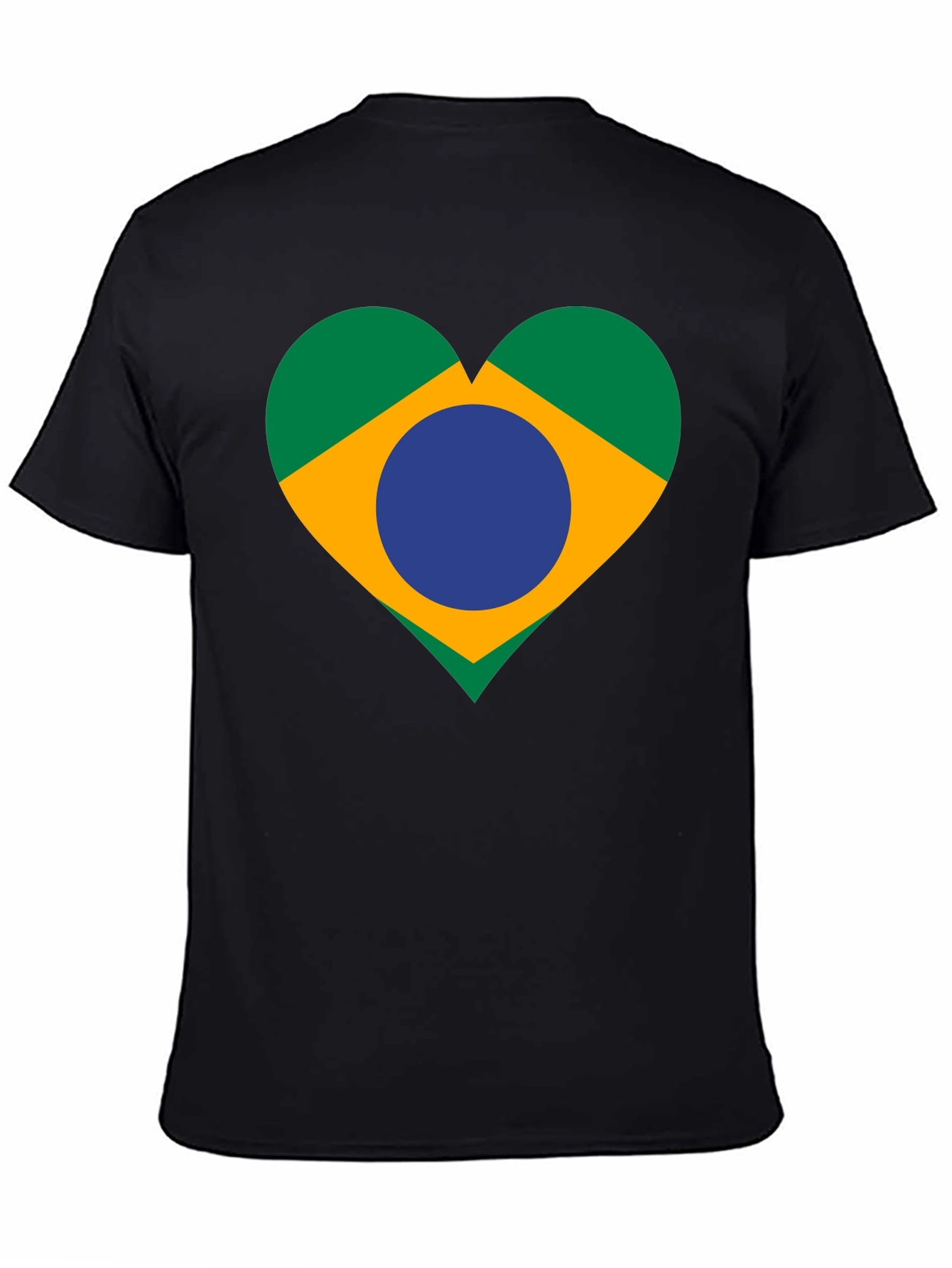 Brazil Flag Heart Graphic Tee - Black Unisex T-Shirt