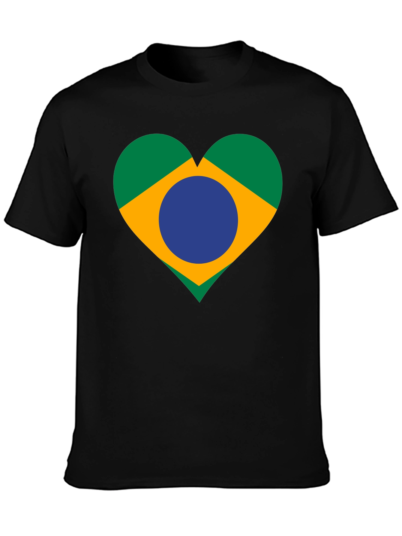 Brazil Flag Heart Graphic Tee - Black Unisex T-Shirt