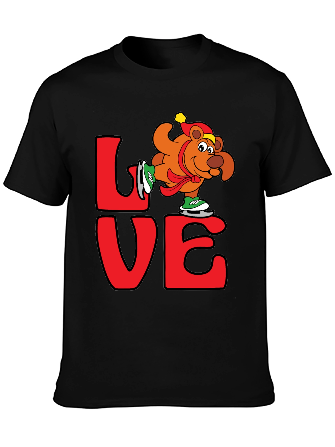 Love Ice Skating Bear Graphic T-Shirt