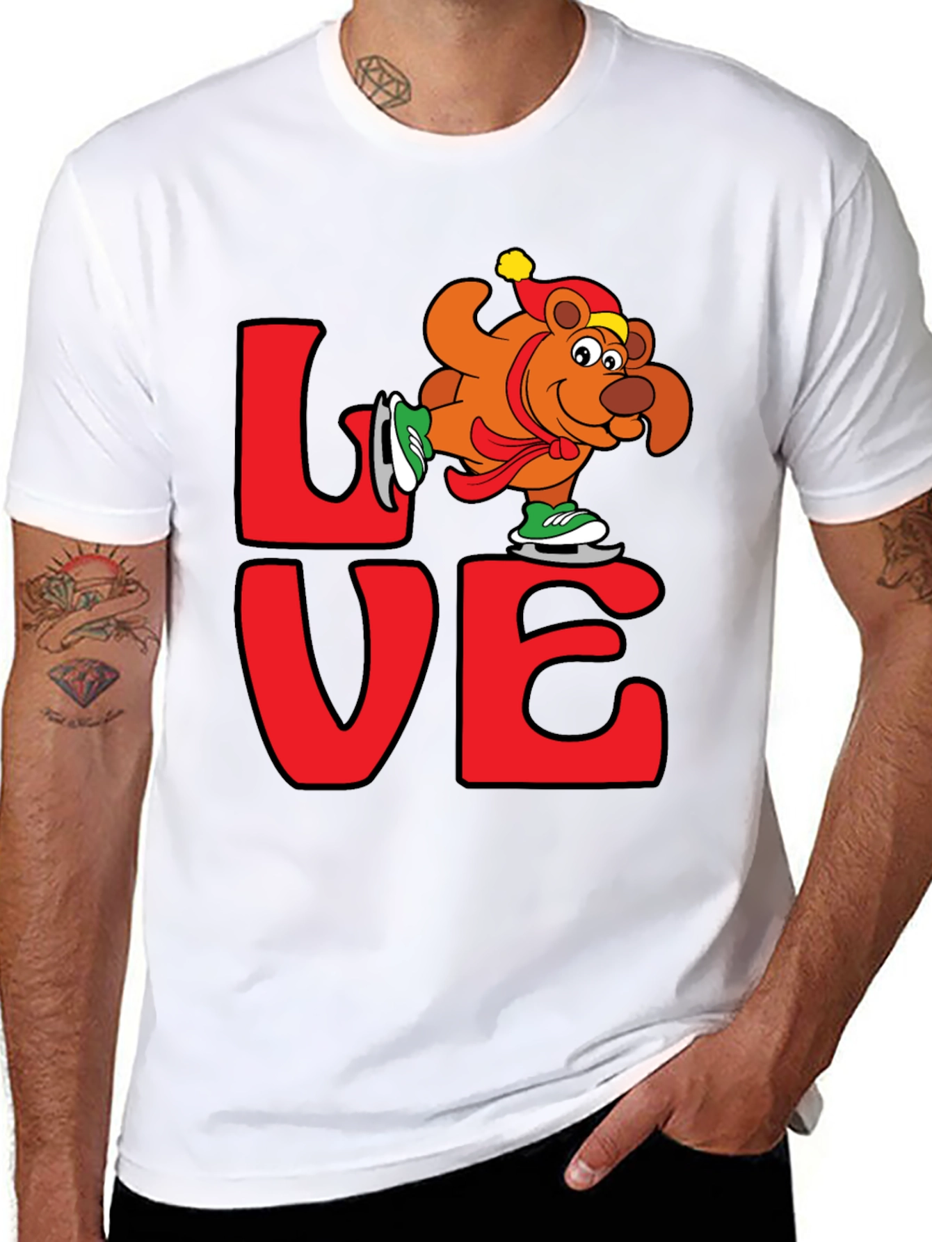 Love Ice Skating Bear Graphic T-Shirt