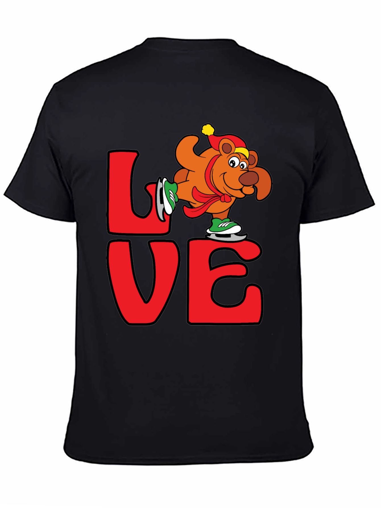 Love Ice Skating Bear Graphic T-Shirt