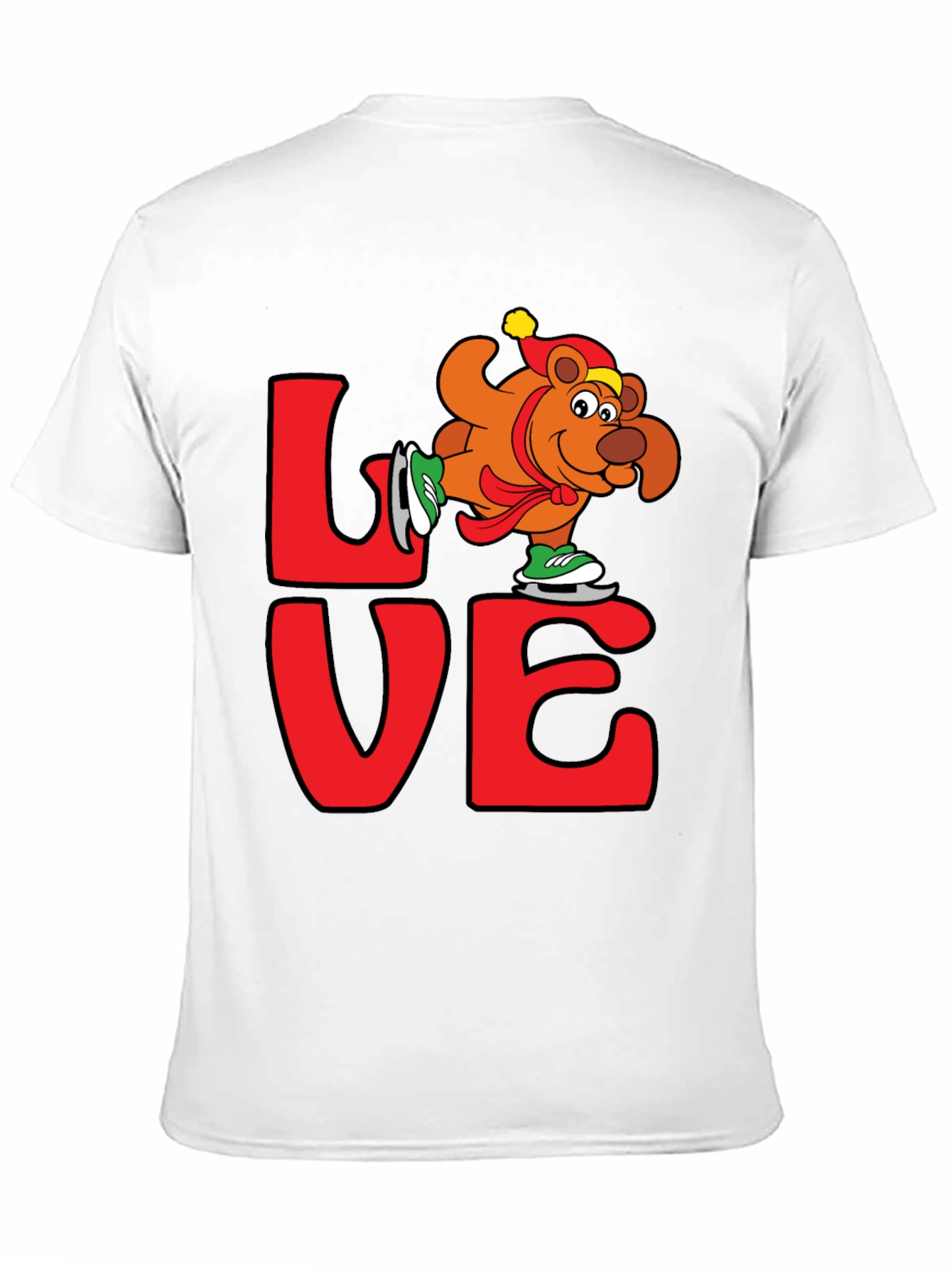 Love Ice Skating Bear Graphic T-Shirt