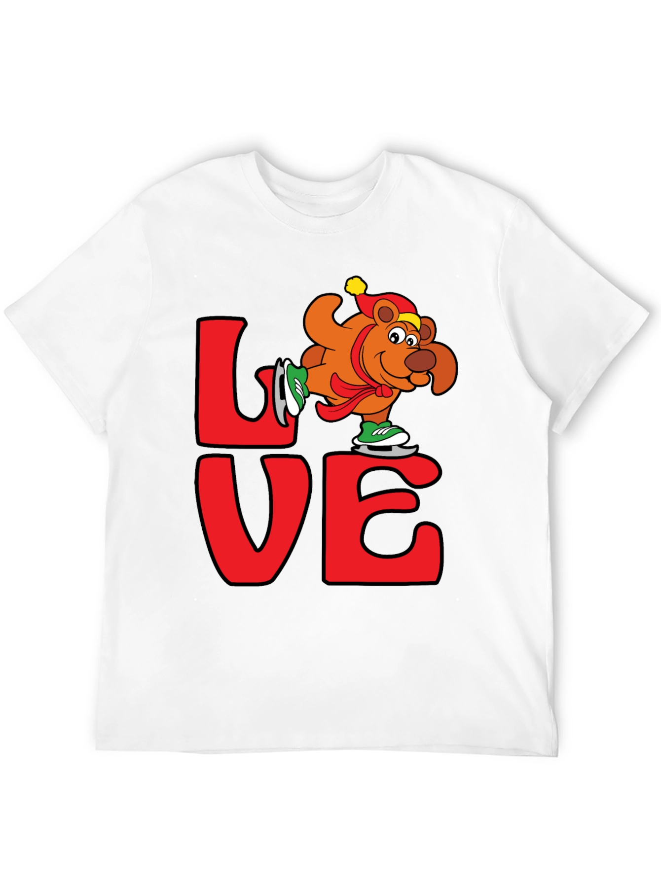 Love Ice Skating Bear Graphic T-Shirt