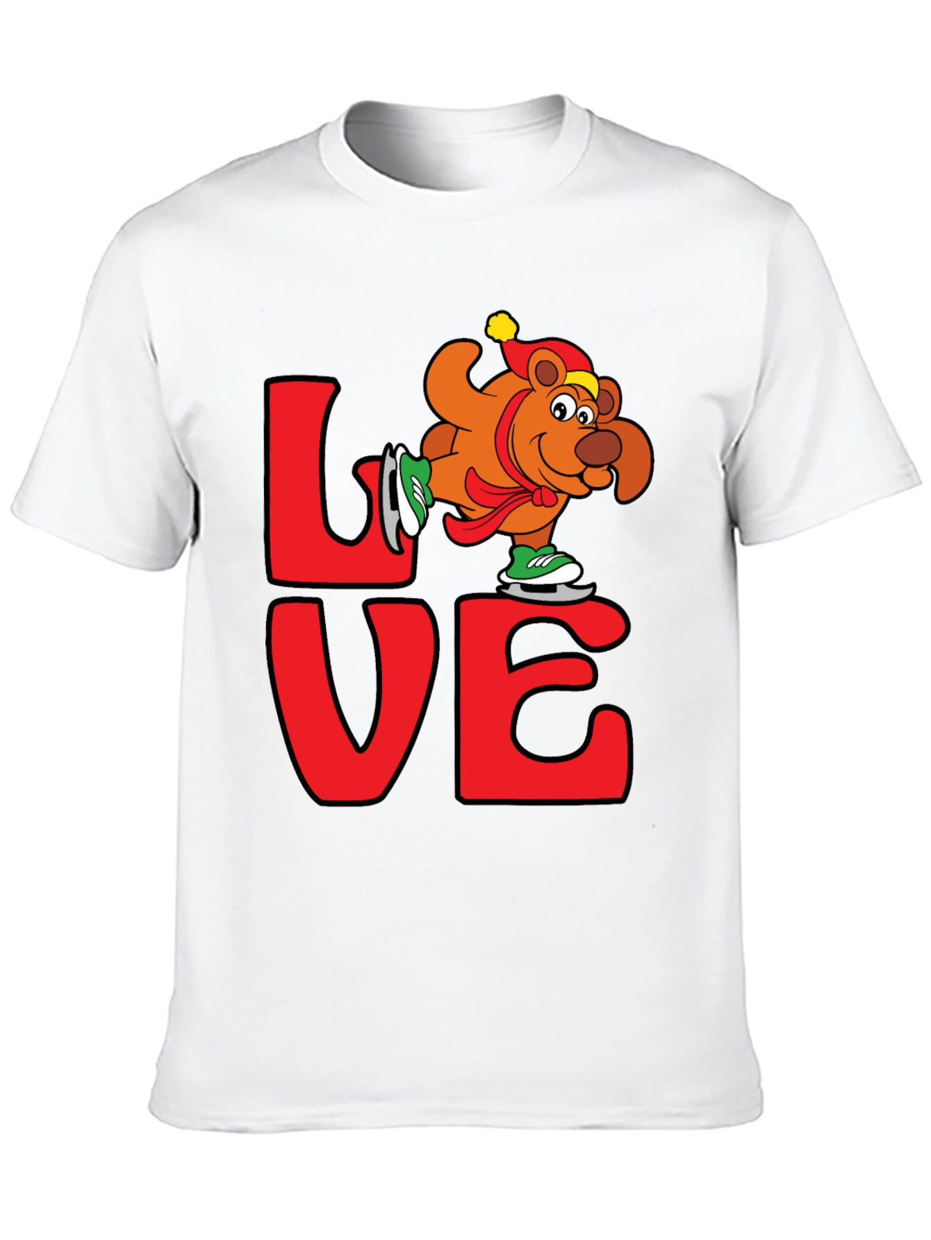 Love Ice Skating Bear Graphic T-Shirt