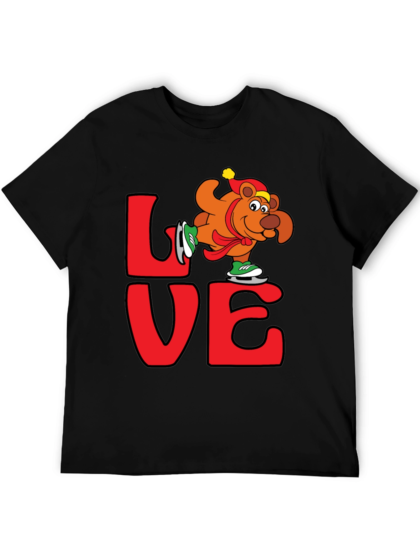 Love Ice Skating Bear Graphic T-Shirt