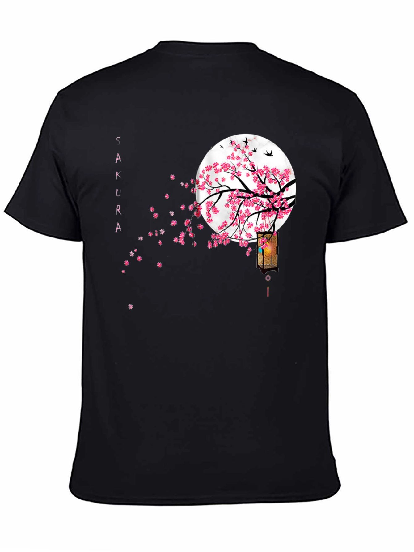 Sakura Moon Black T-Shirt Japanese Style