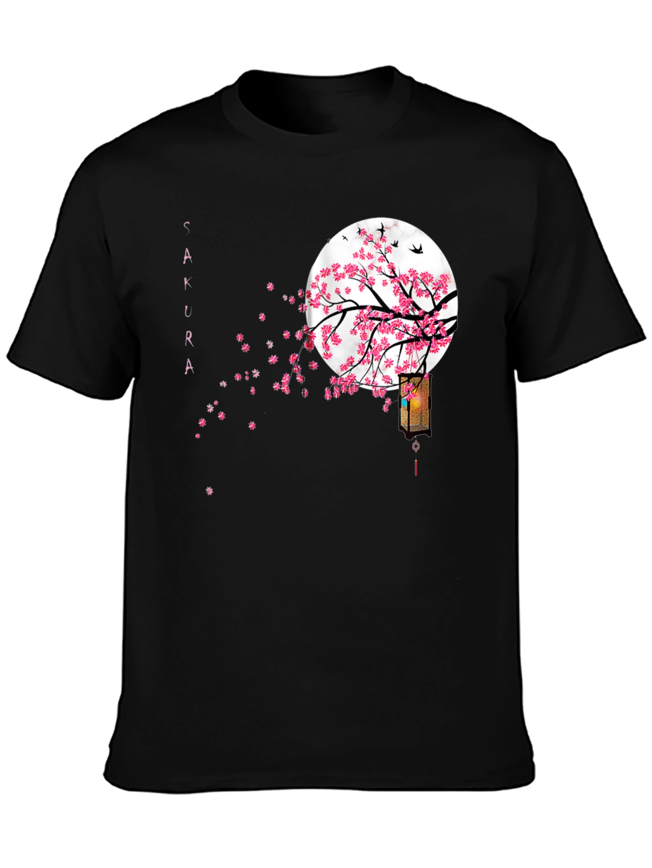 Sakura Moon Black T-Shirt Japanese Style