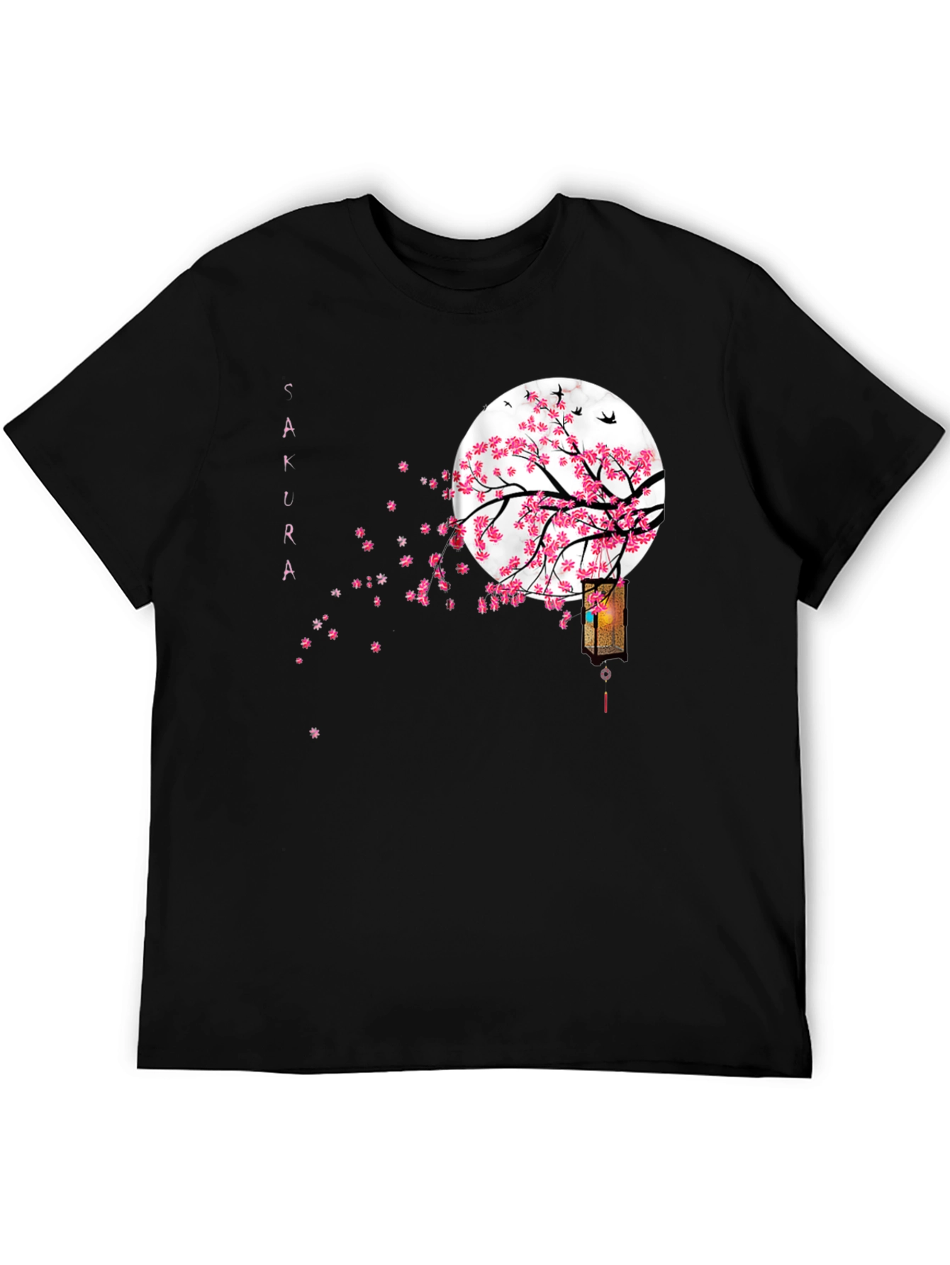 Sakura Moon Black T-Shirt Japanese Style