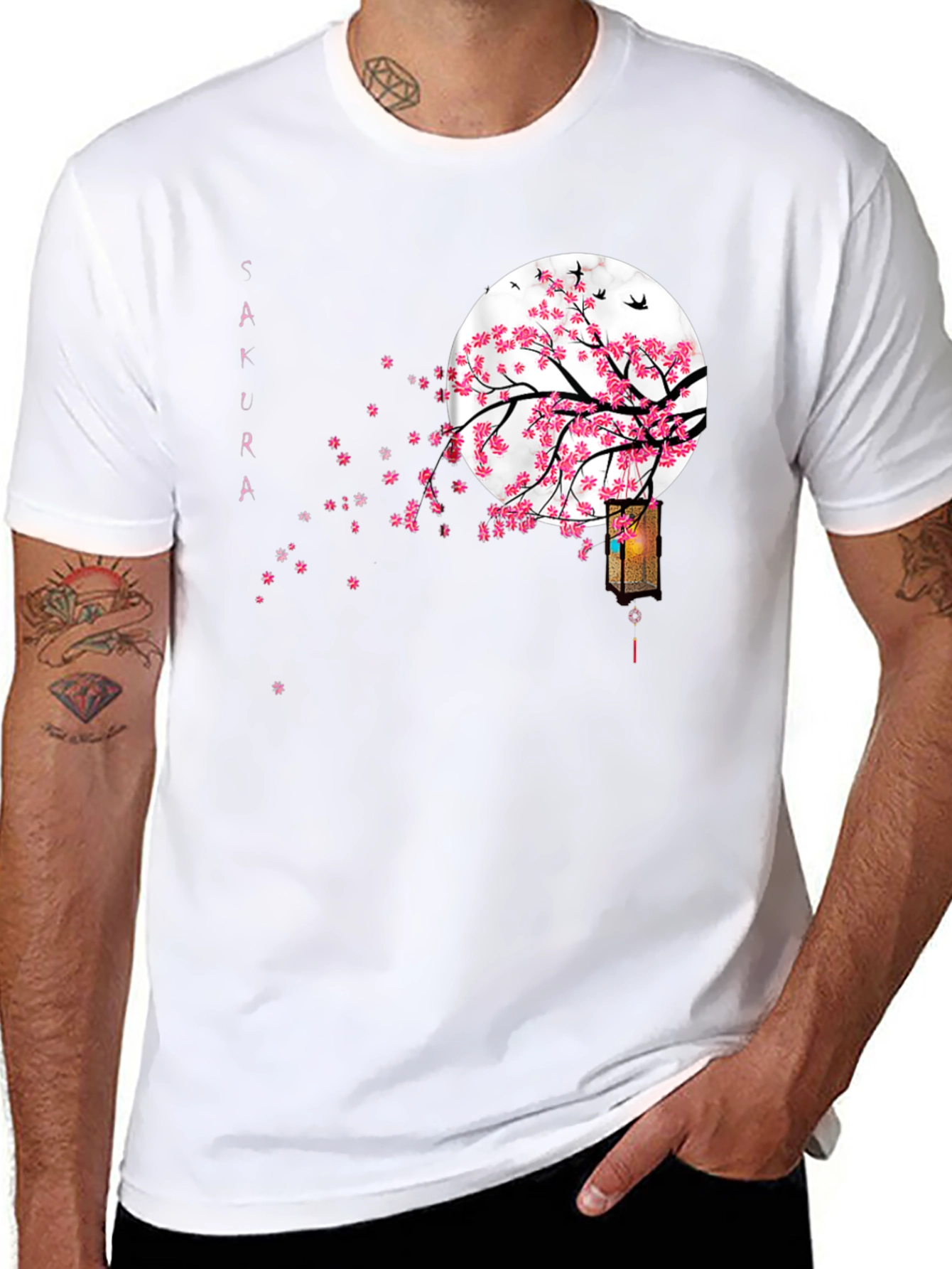 Sakura Moon Black T-Shirt Japanese Style
