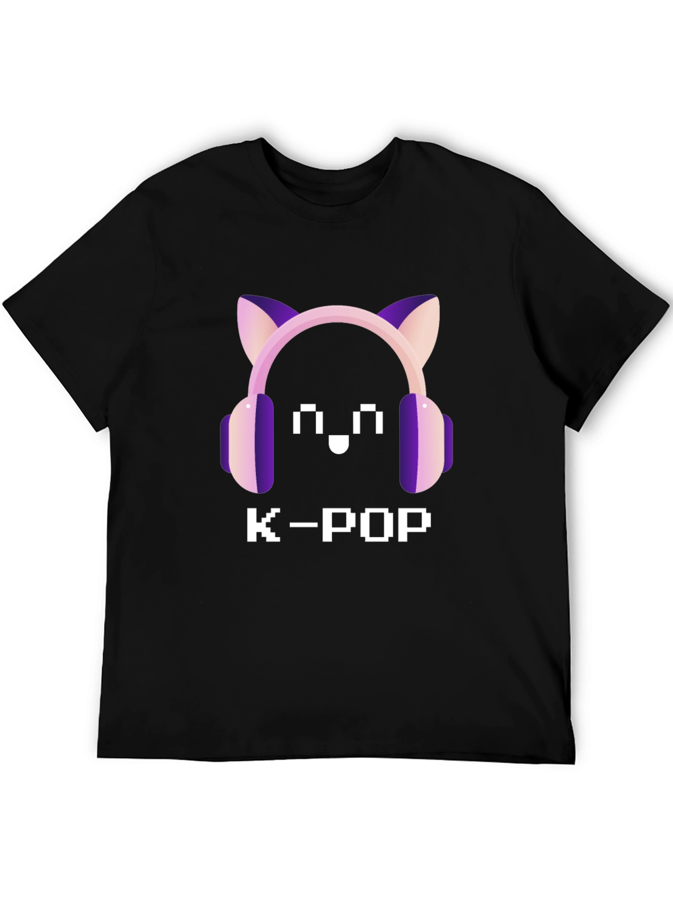 K-Pop Pixel Cat Headphone T-Shirt