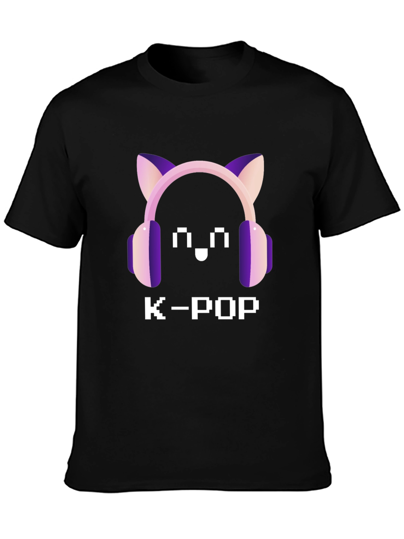 K-Pop Pixel Cat Headphone T-Shirt