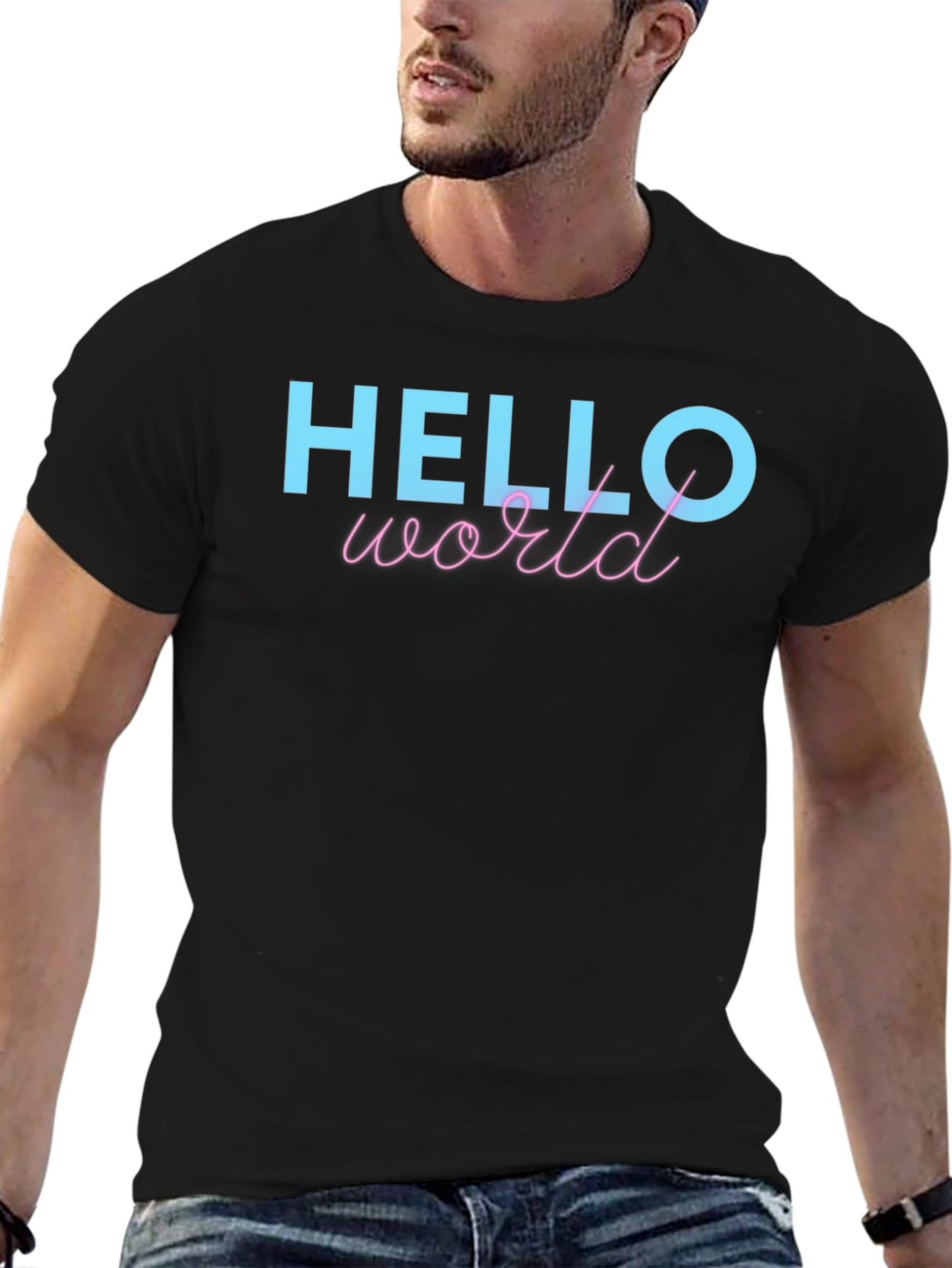 Hello World Graphic Tee - Trendy Casual T-Shirt