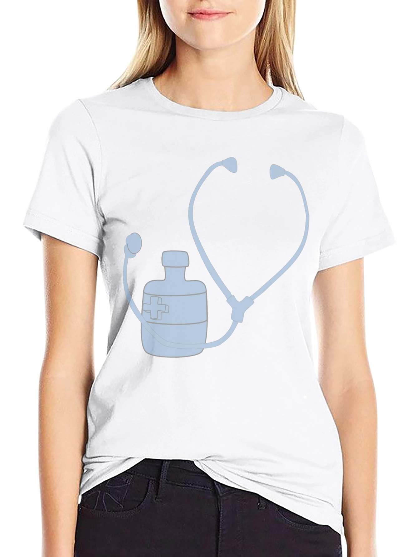 Doctor Stethoscope Medicine Bottle Graphic T-Shirt