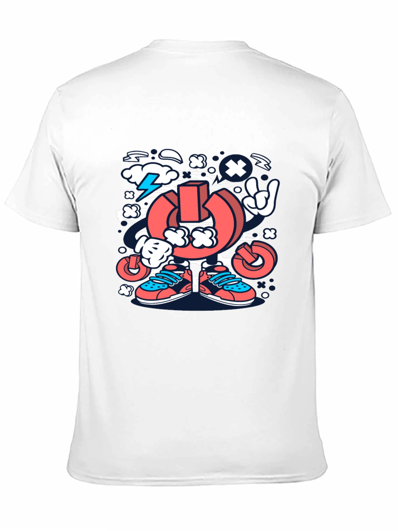 Cartoon Power Button Black T-Shirt