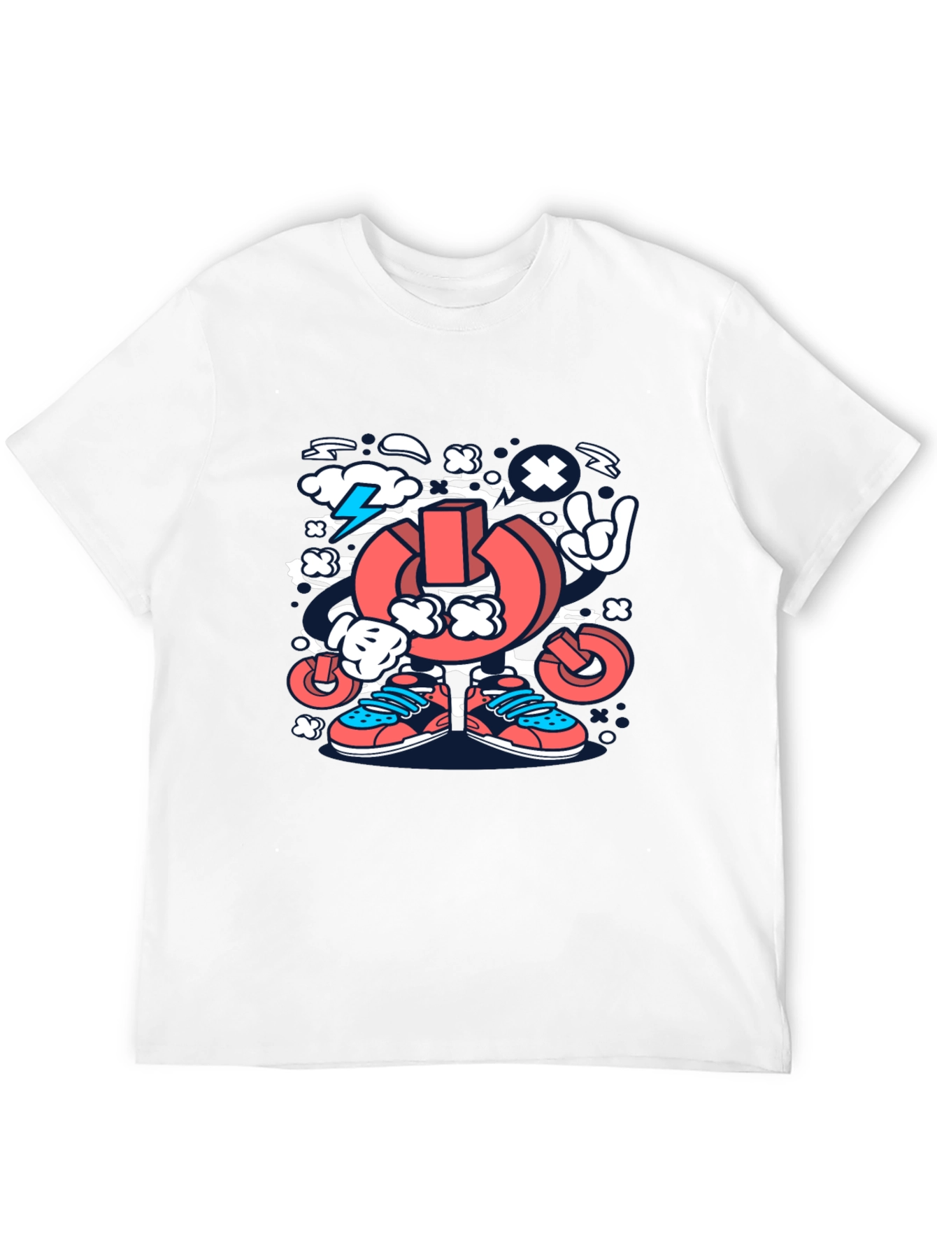 Cartoon Power Button Black T-Shirt