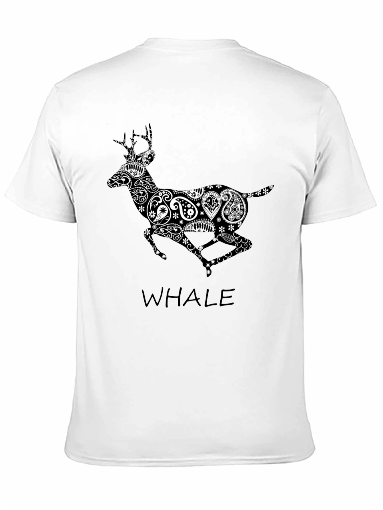 Paisley Deer Graphic Tee - Stylish Black T-Shirt