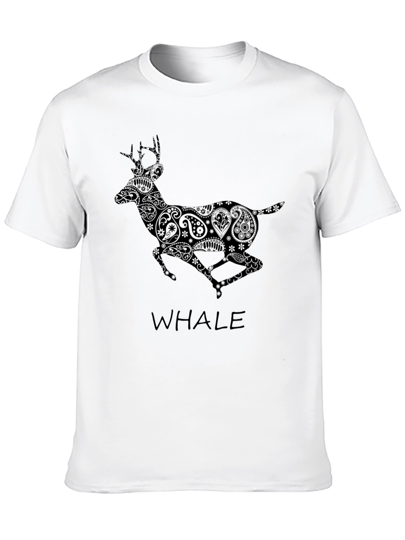 Paisley Deer Graphic Tee - Stylish Black T-Shirt