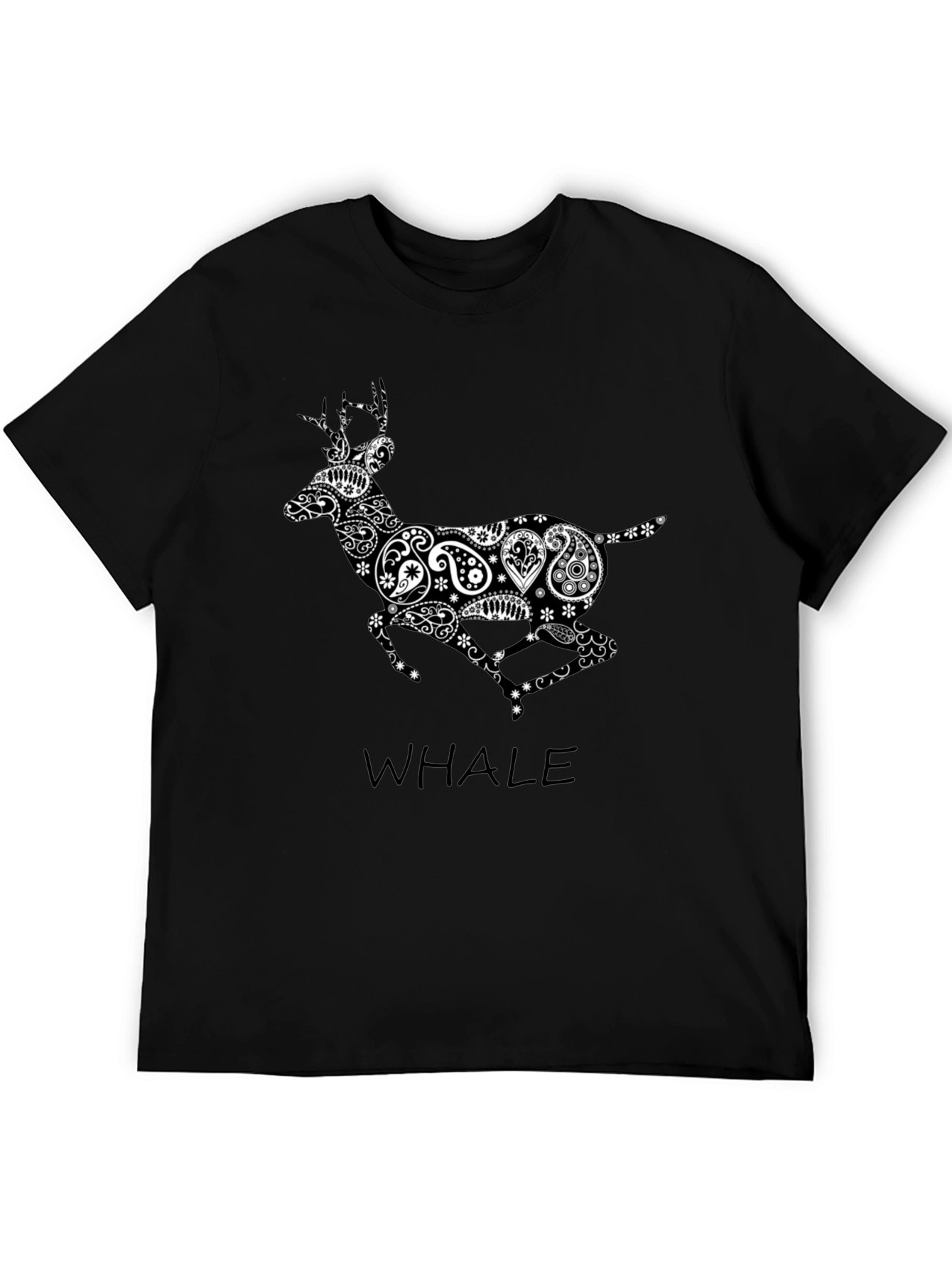 Paisley Deer Graphic Tee - Stylish Black T-Shirt