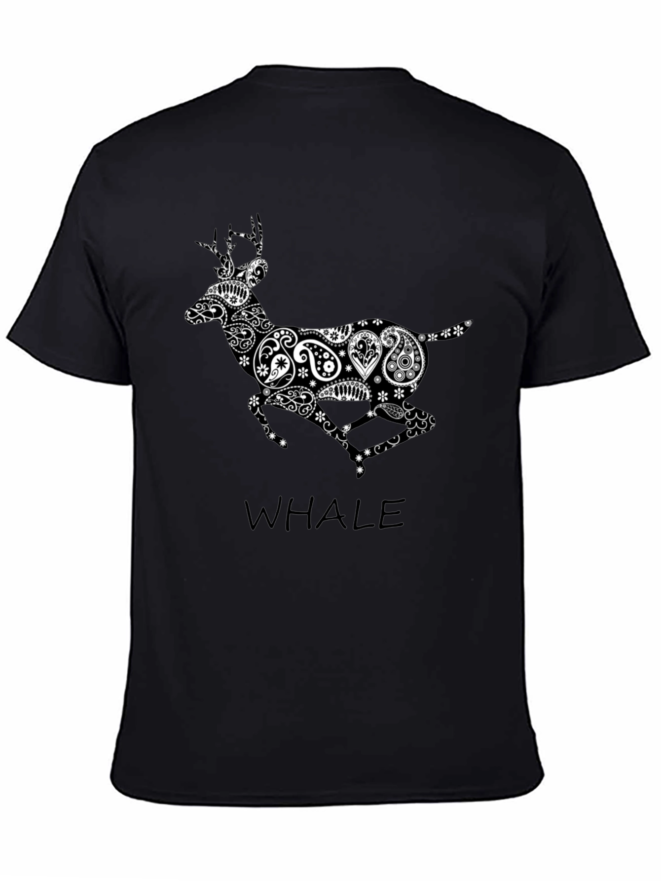 Paisley Deer Graphic Tee - Stylish Black T-Shirt