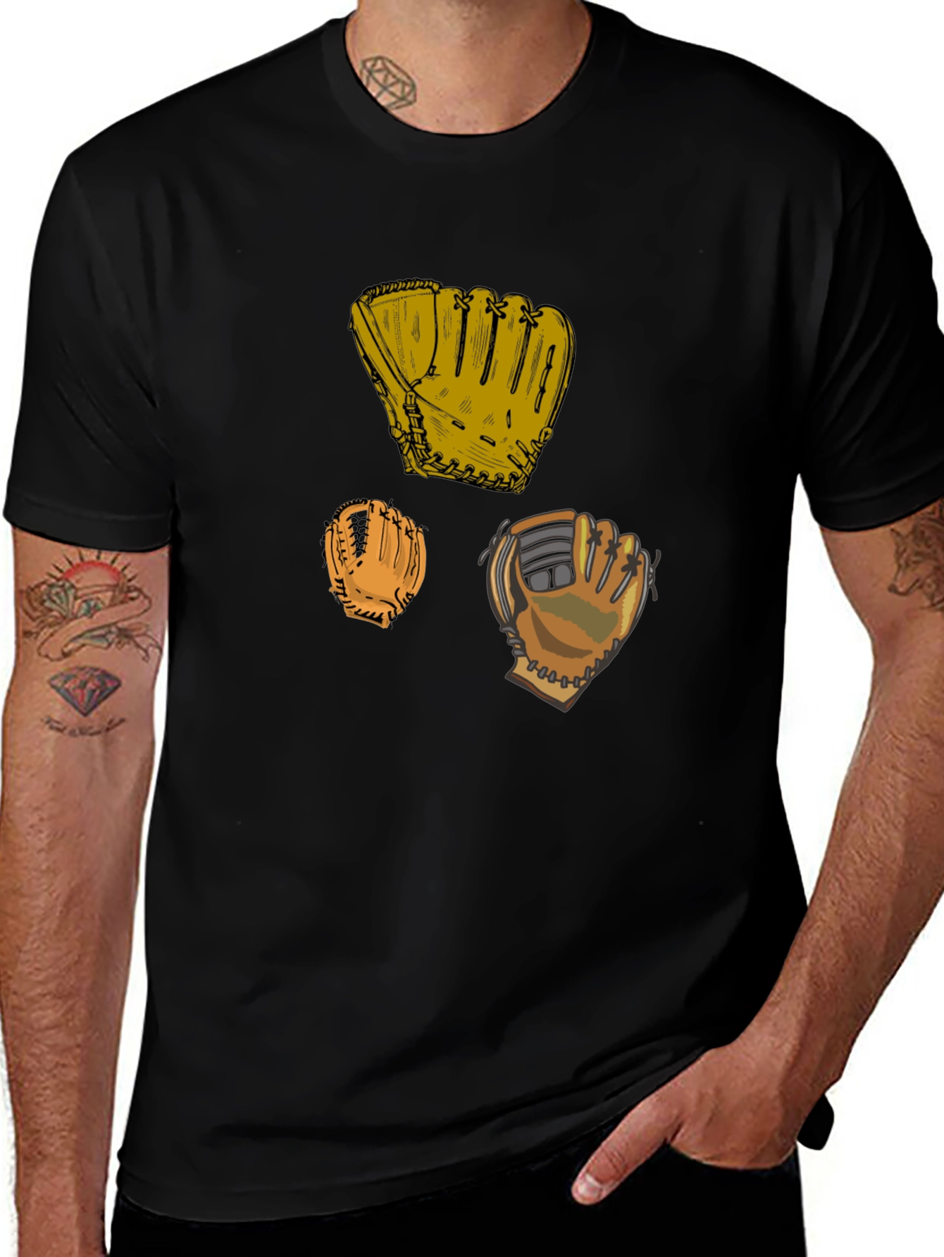 Baseball Glove Graphic Black T-Shirt