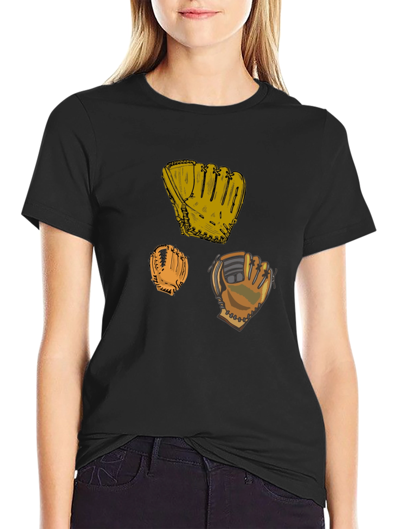 Baseball Glove Graphic Black T-Shirt