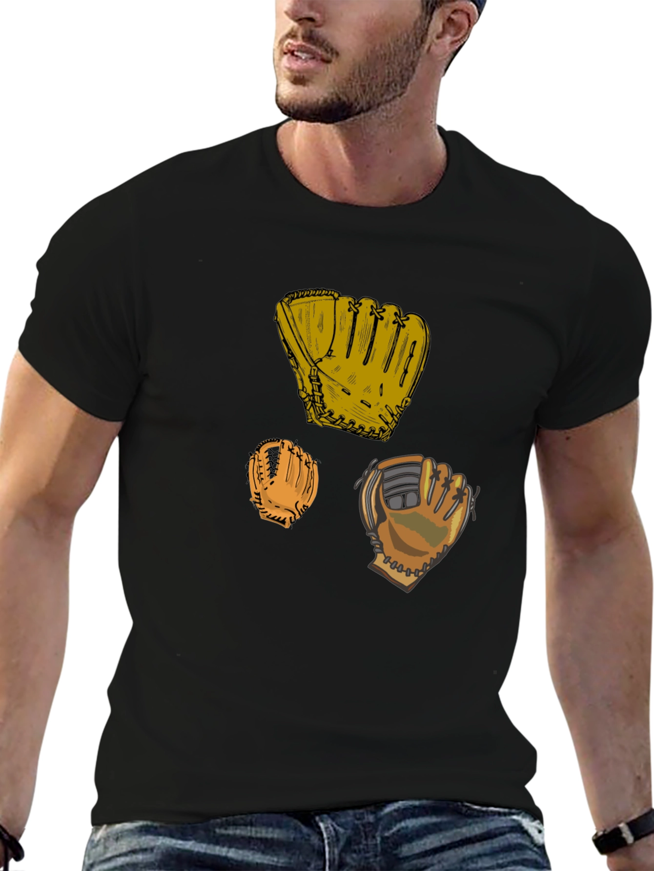 Baseball Glove Graphic Black T-Shirt