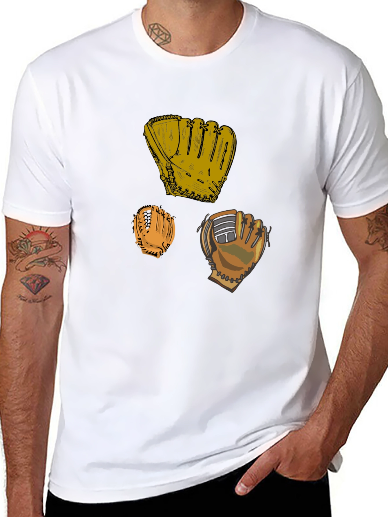 Baseball Glove Graphic Black T-Shirt