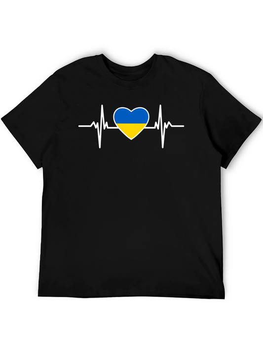 Ukraine Heartbeat Graphic Tee - Black