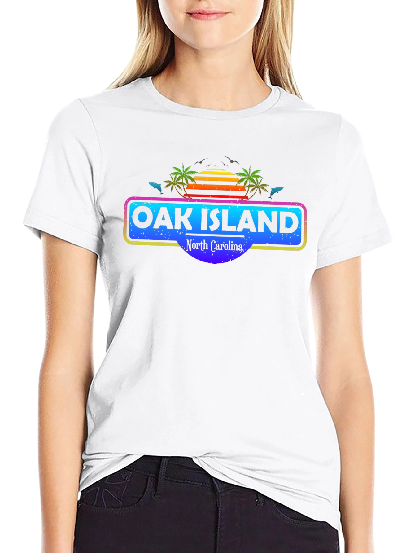 Oak Island North Carolina Retro Graphic T-Shirt