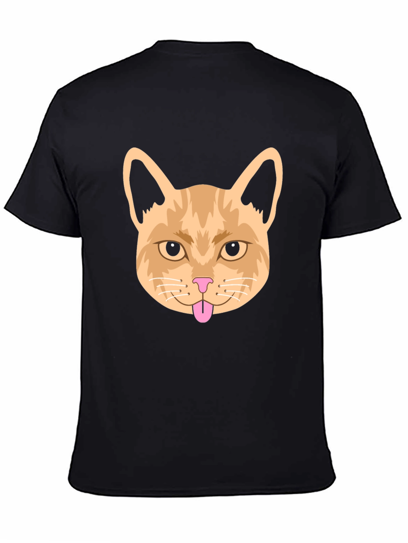 Funny Cat Face Graphic Tee - Black