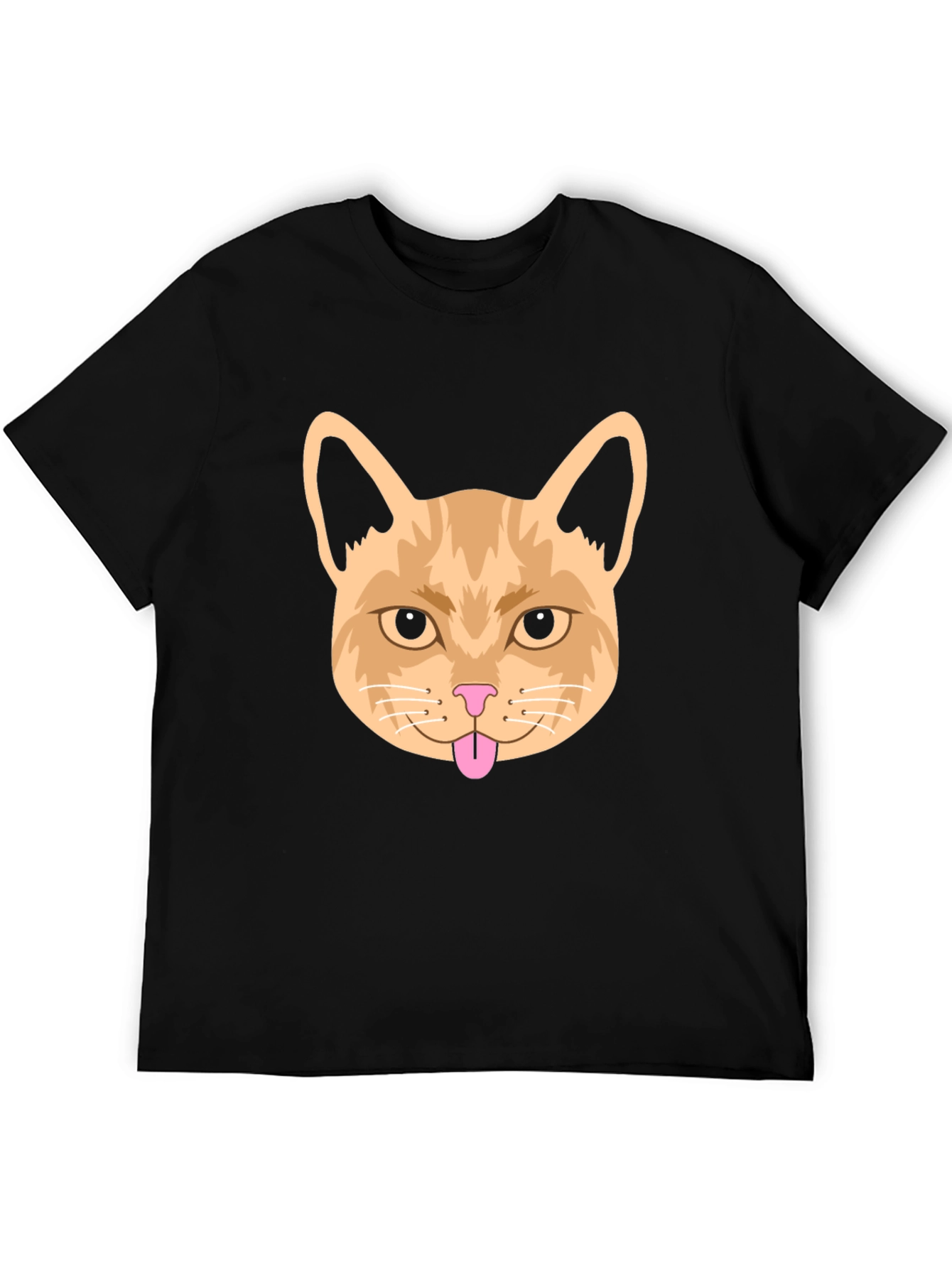 Funny Cat Face Graphic Tee - Black
