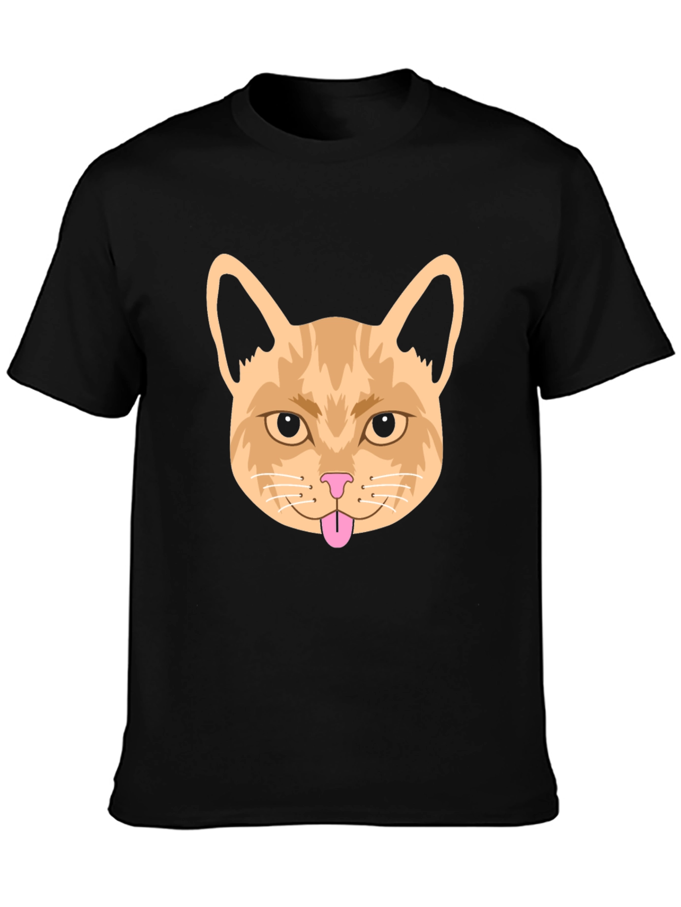 Funny Cat Face Graphic Tee - Black