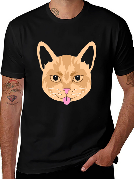 Funny Cat Face Graphic Tee - Black