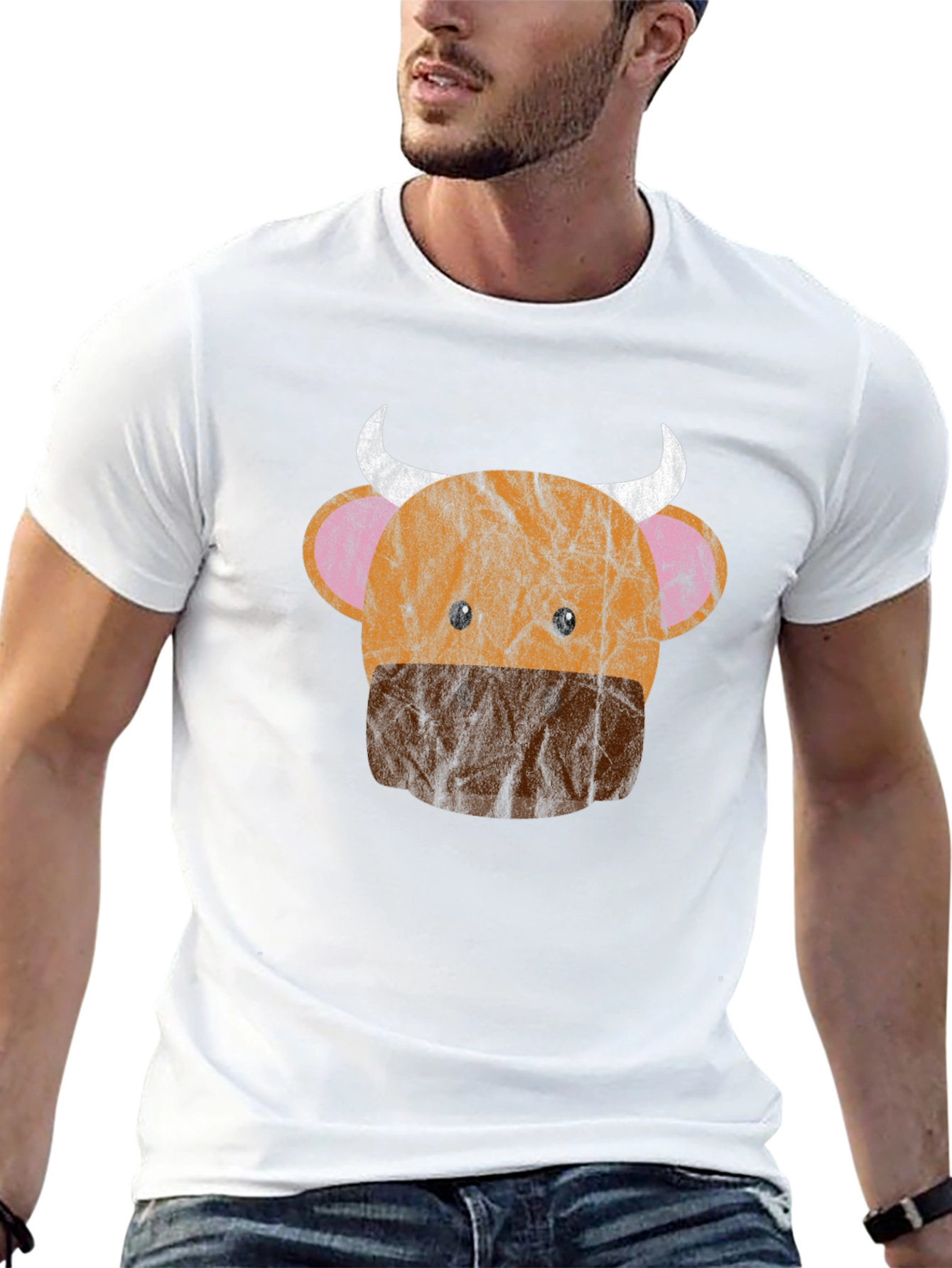 Funny Cow Face Graphic T-Shirt