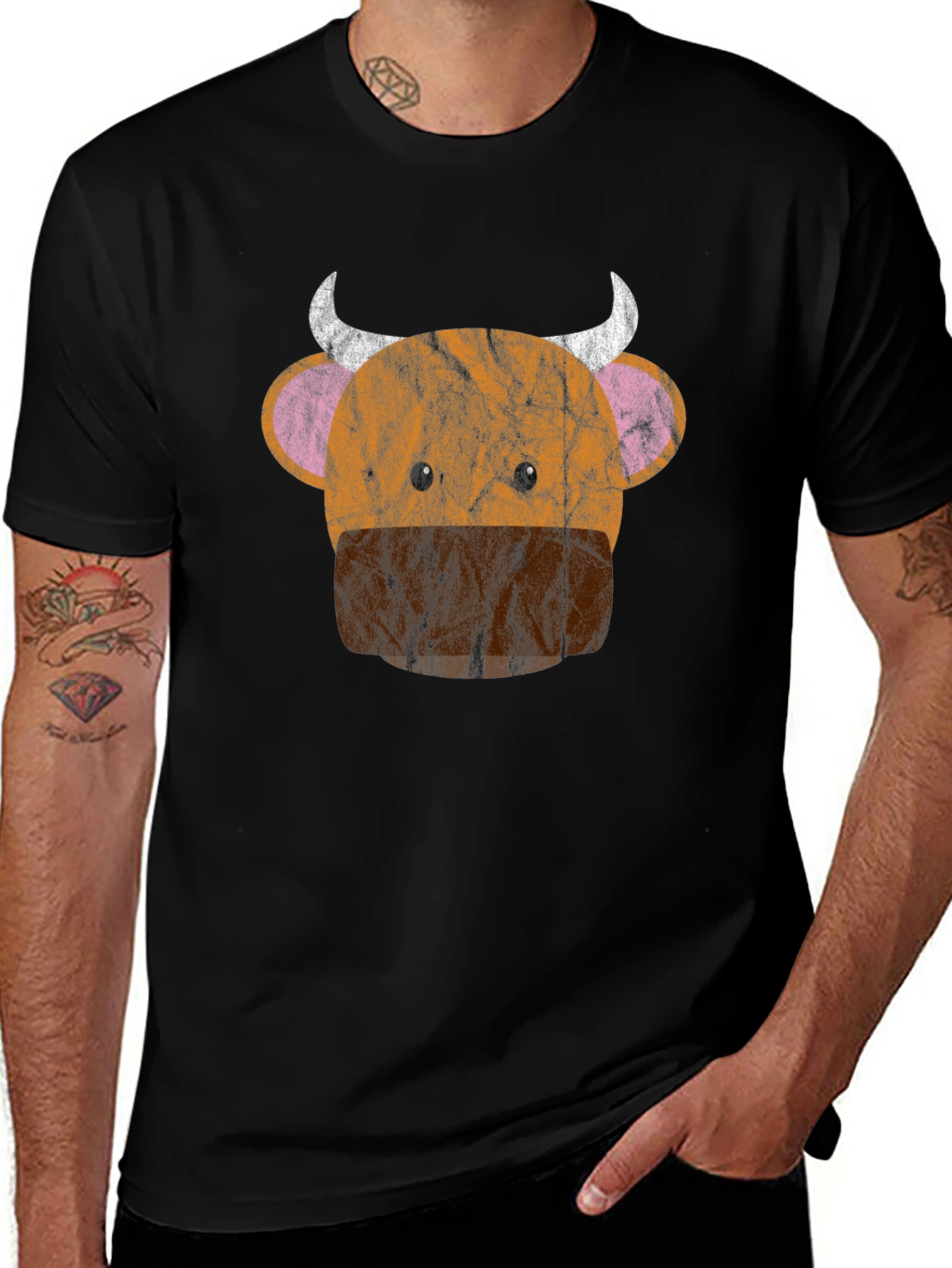 Funny Cow Face Graphic T-Shirt