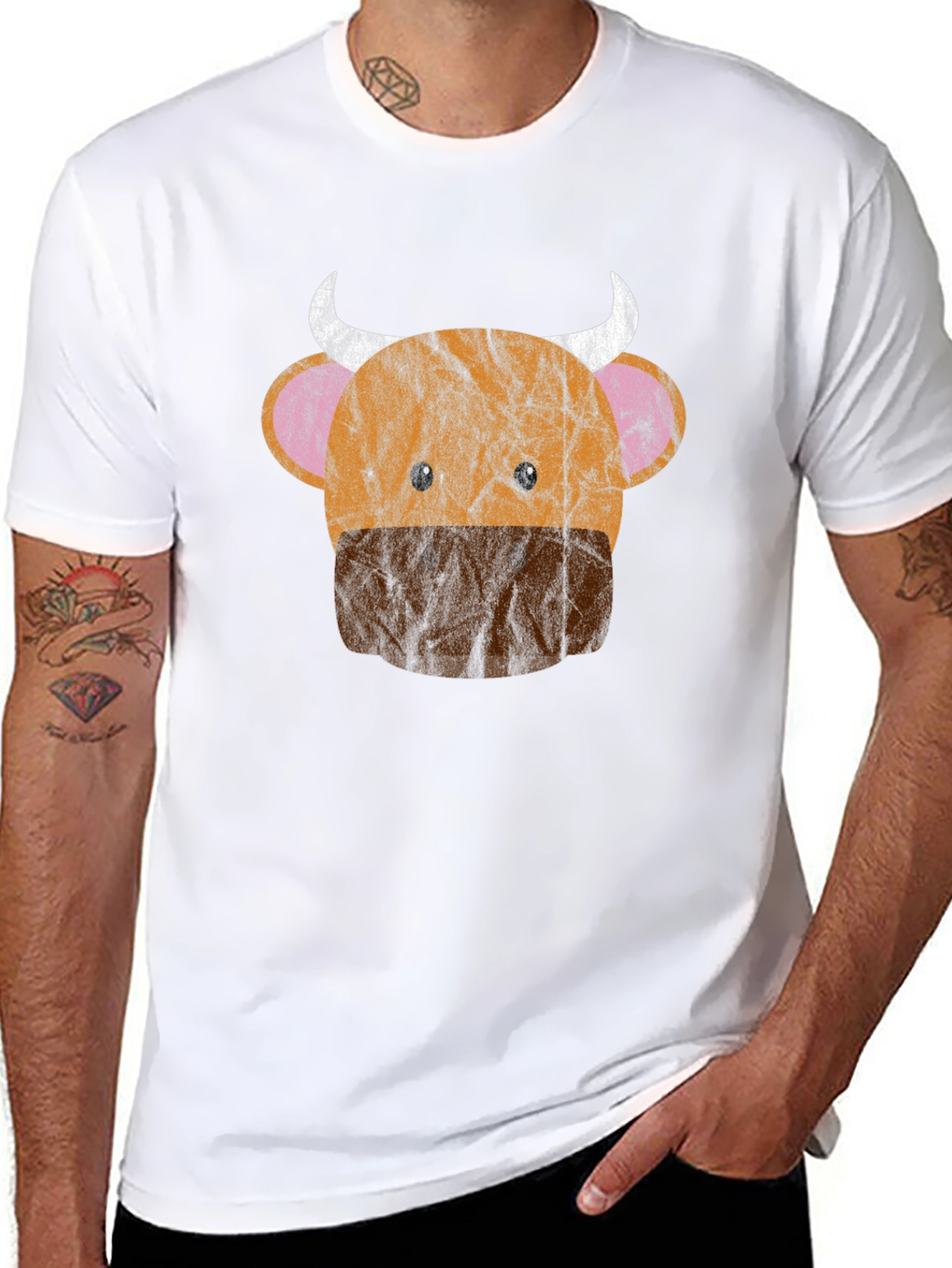 Funny Cow Face Graphic T-Shirt