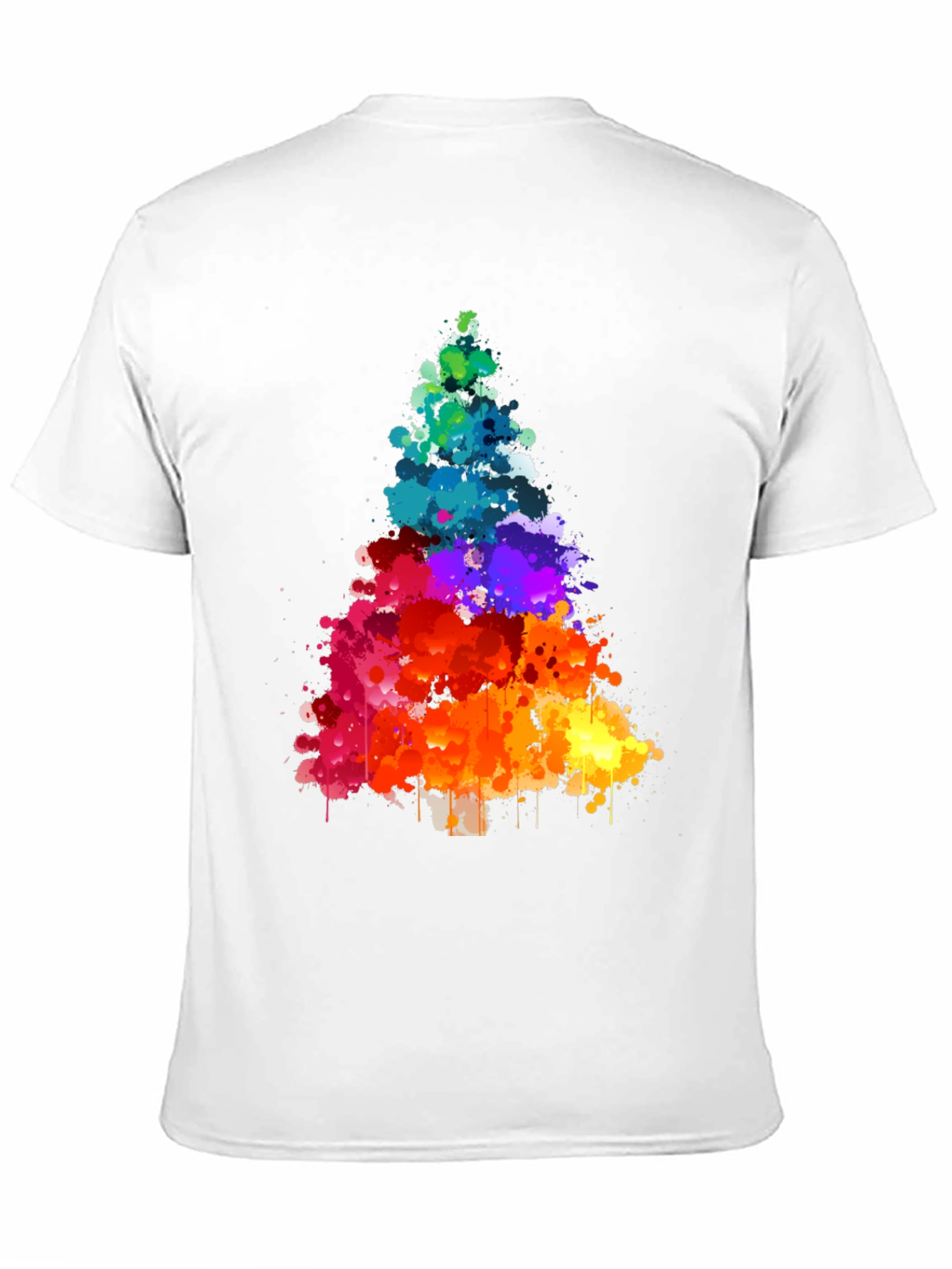 Rainbow Splatter Christmas Tree Black T-Shirt