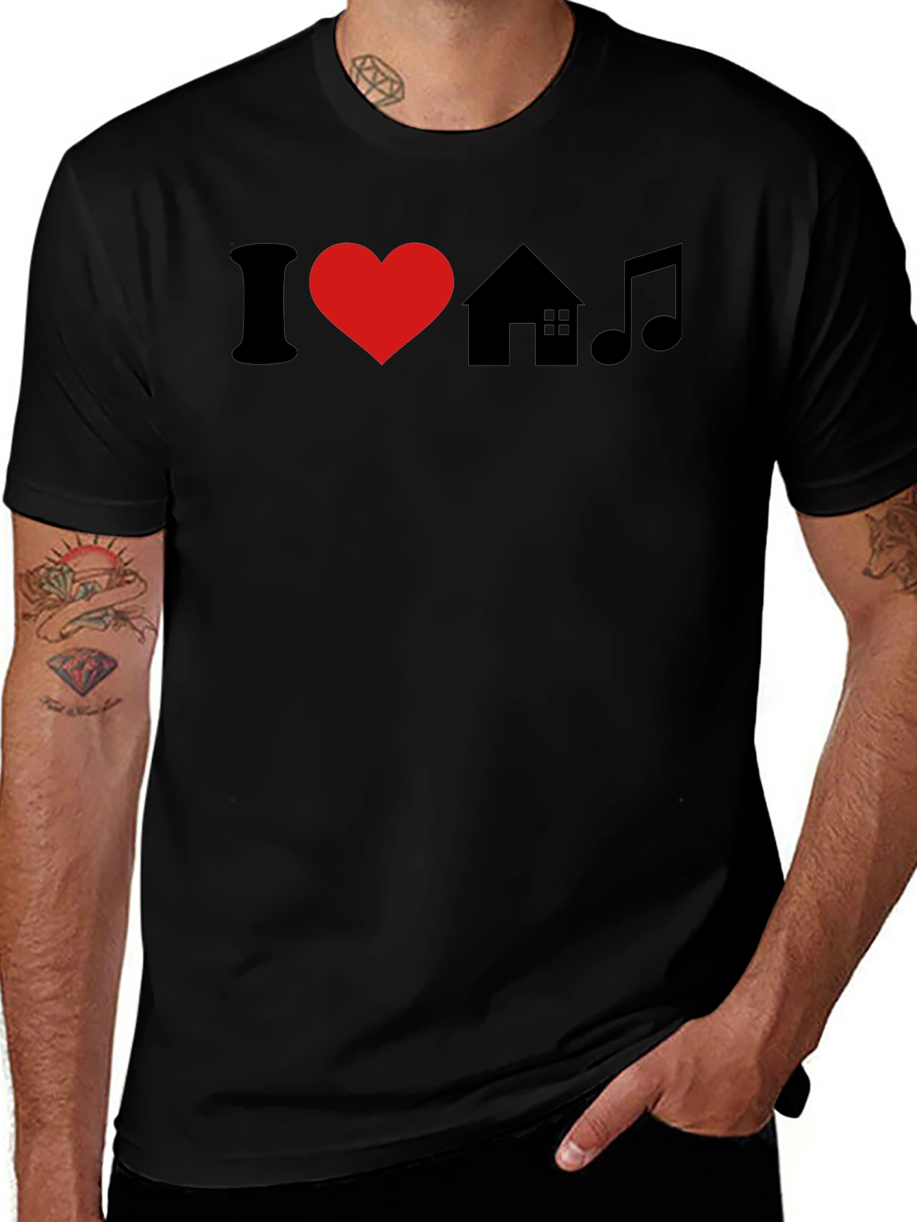 I Love House Music Black T-Shirt