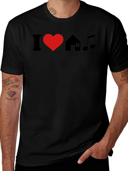 I Love House Music Black T-Shirt