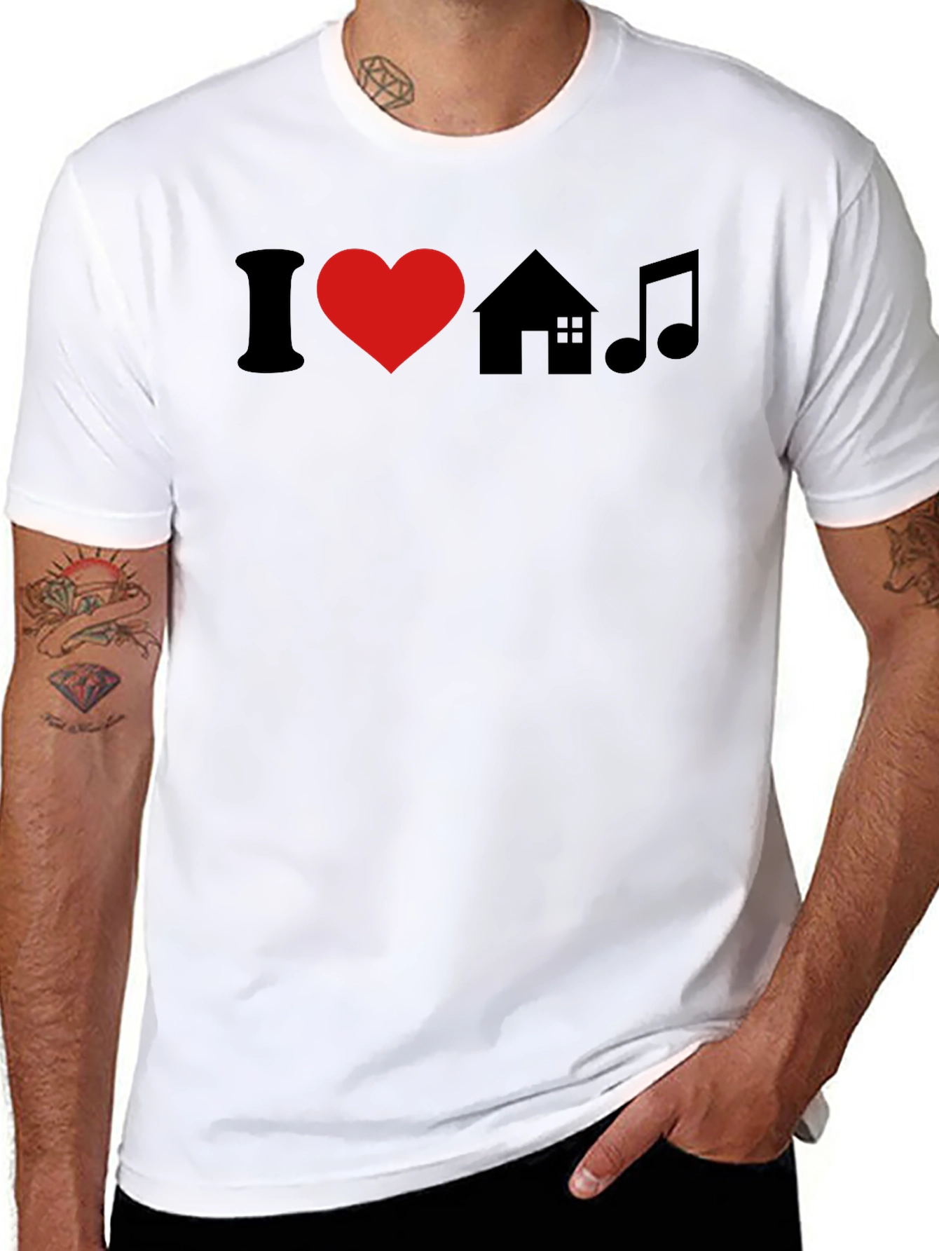 I Love House Music Black T-Shirt