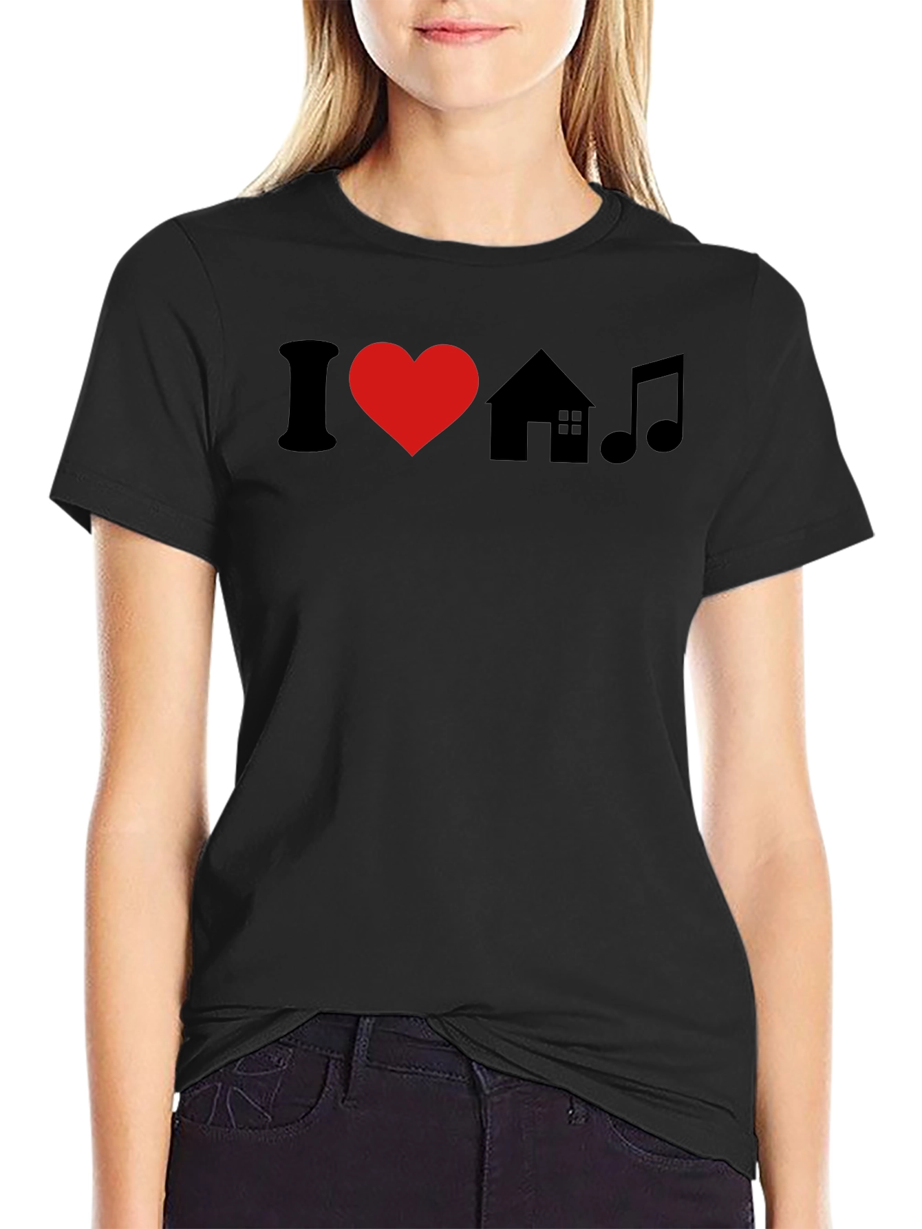 I Love House Music Black T-Shirt