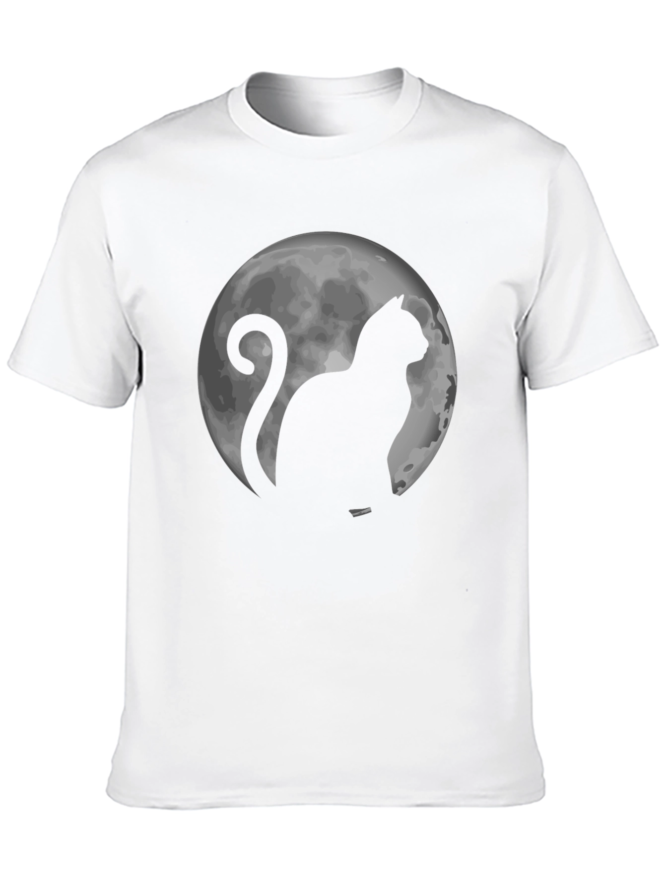 Cat & Moon Graphic Tee - Black Cotton T-Shirt
