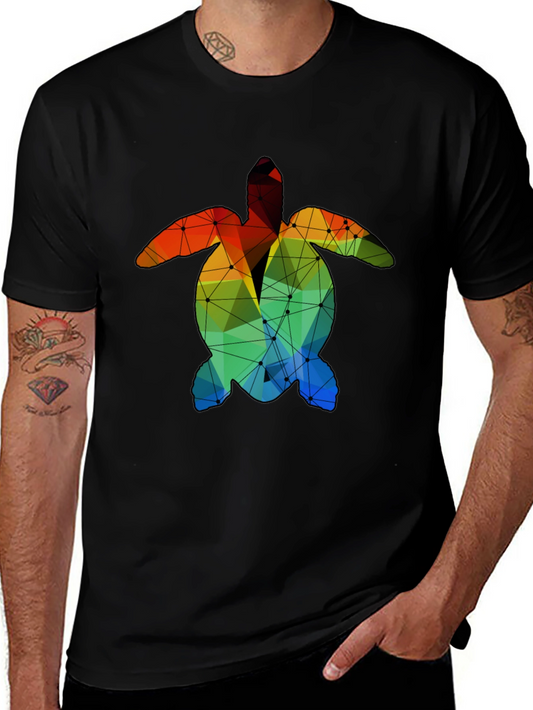 Geometric Turtle Graphic Tee - Black