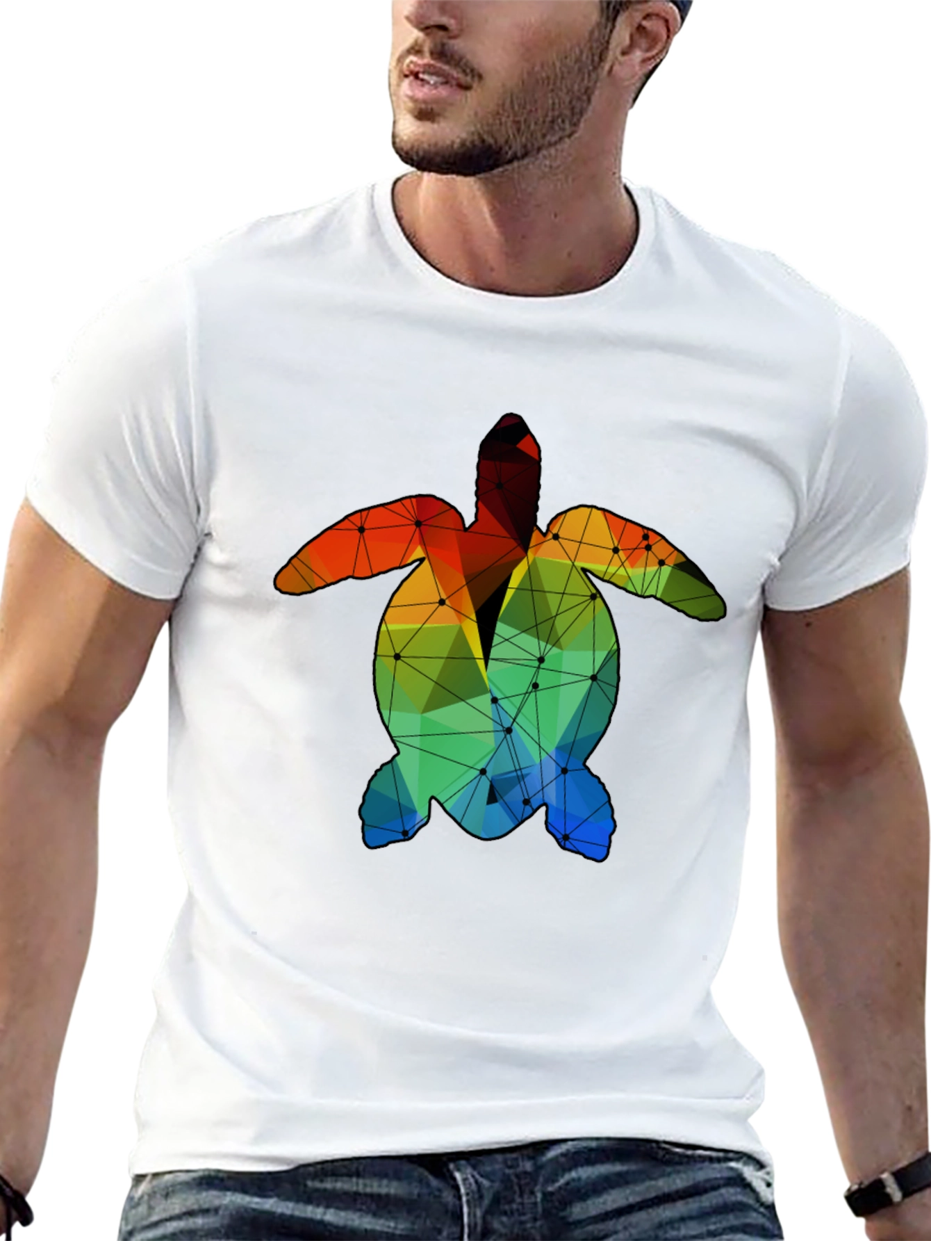 Geometric Turtle Graphic Tee - Black