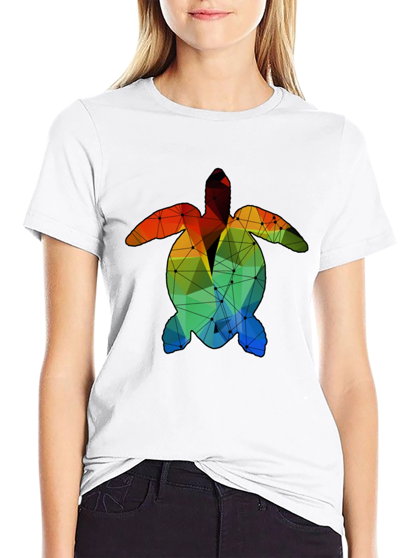 Geometric Turtle Graphic Tee - Black