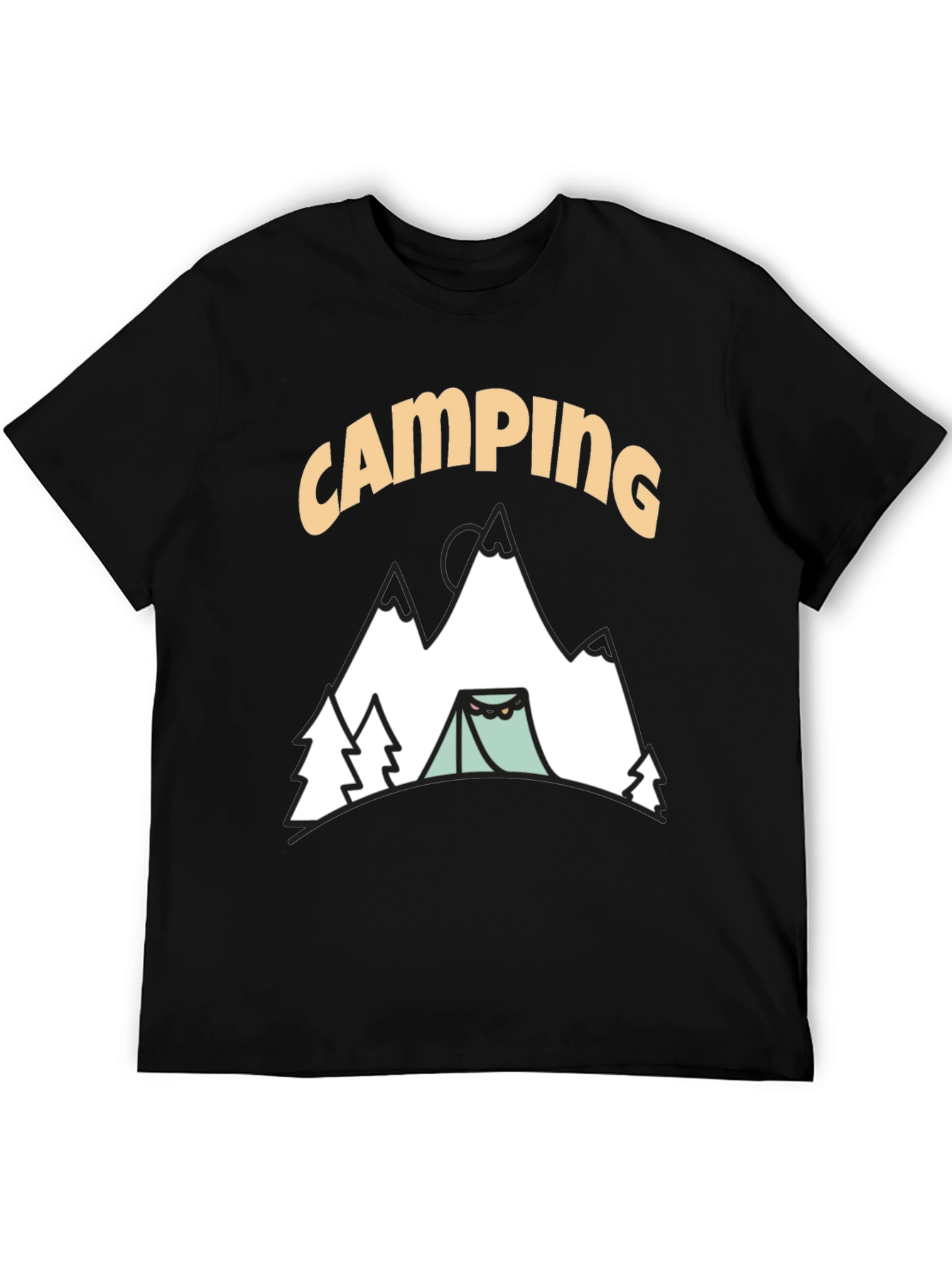 Camping Graphic T-Shirt - Black Cotton Tee