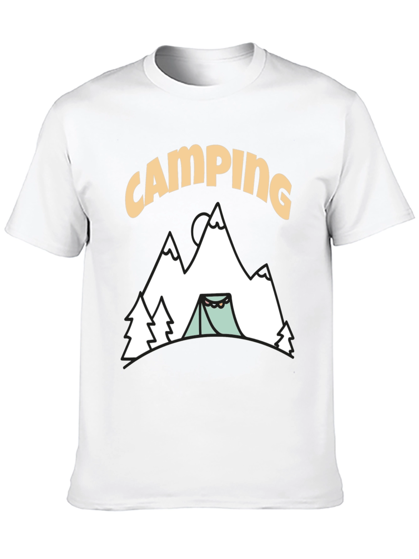 Camping Graphic T-Shirt - Black Cotton Tee