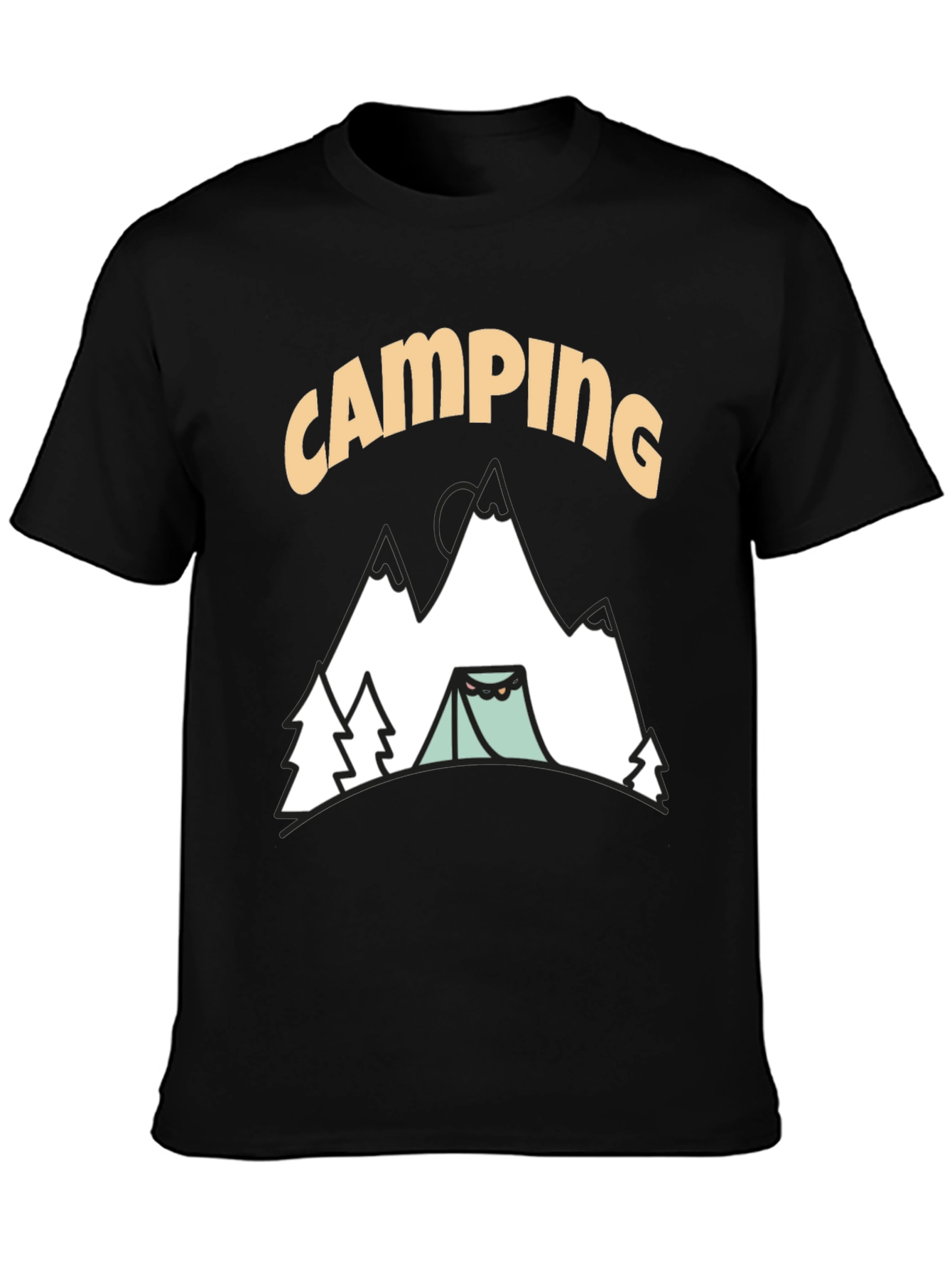 Camping Graphic T-Shirt - Black Cotton Tee