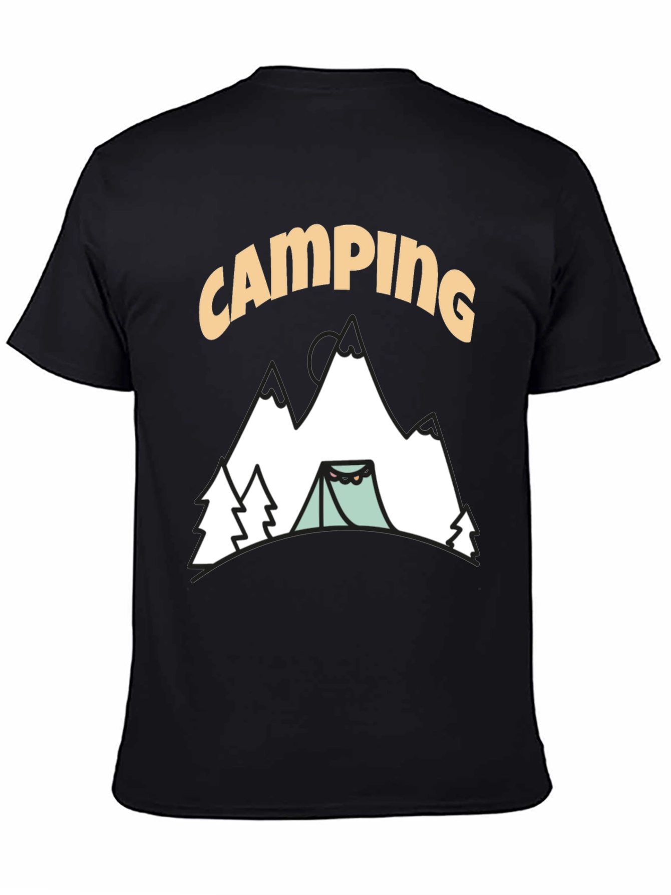 Camping Graphic T-Shirt - Black Cotton Tee
